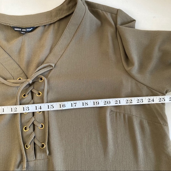 Unique Spectrum Army Green Lace Front Boho Tunic - Picture 8 of 10